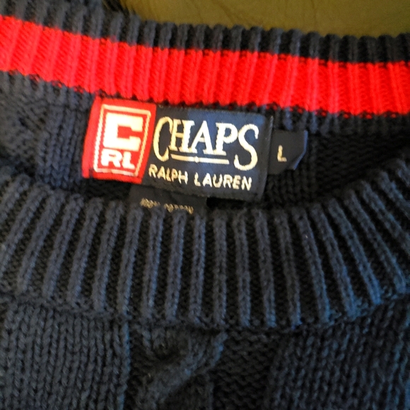 Chaps Ralph Lauren Sweater Navy Blue Sz-L - Picture 4 of 10